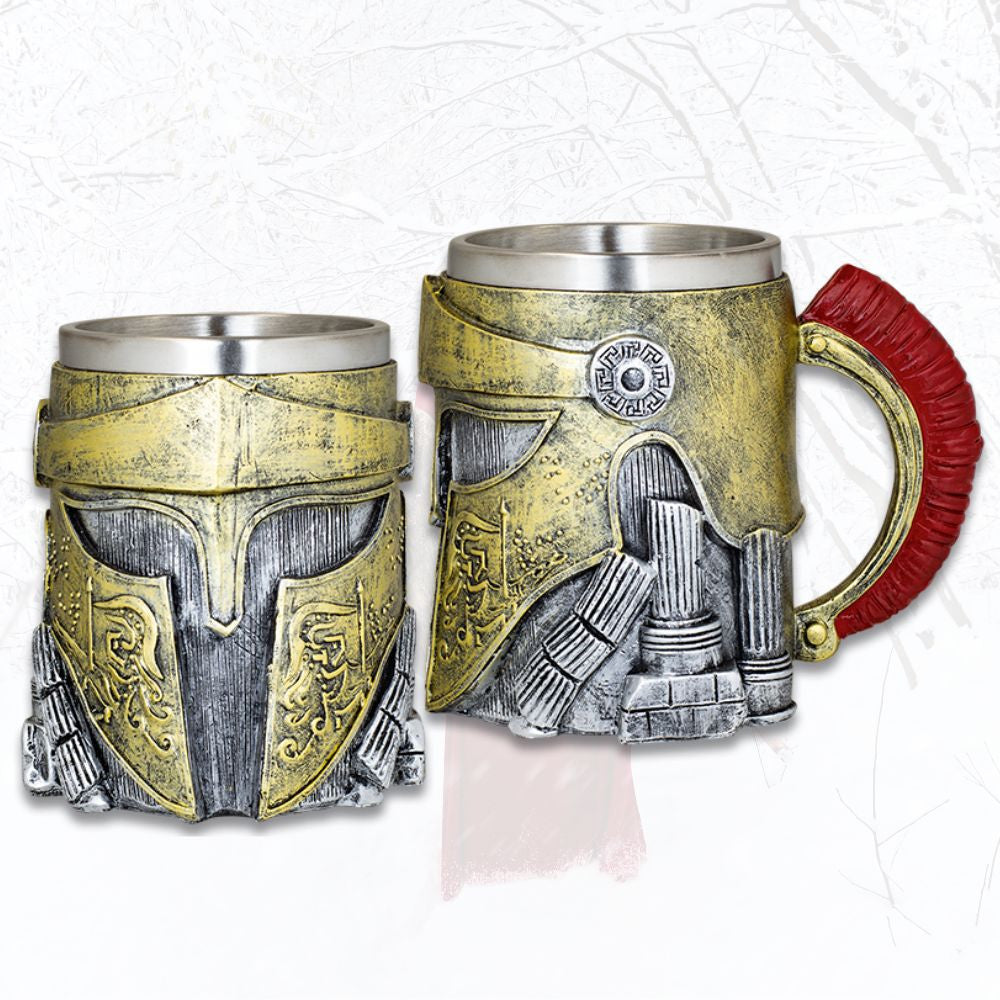 Taza resina decorada casco Espartano (12,5 cm.)