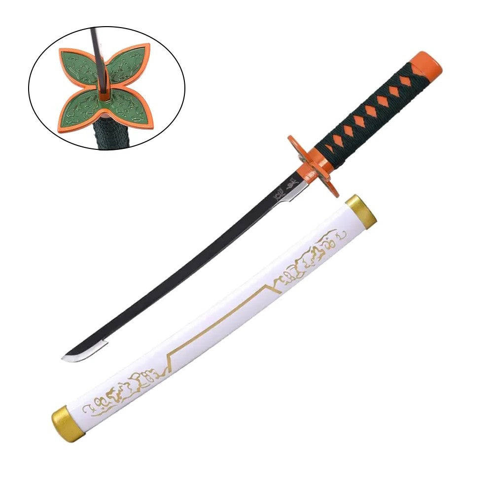 Mini Katana Shinobu Kochou flor verde, hoja en bambú